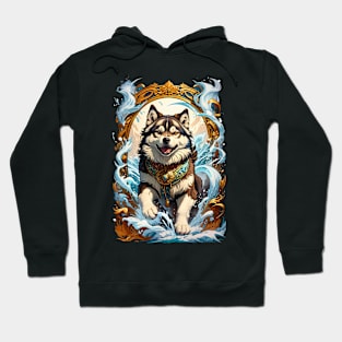 Alaskan Malamute magical wind retro vintage tribal design Hoodie